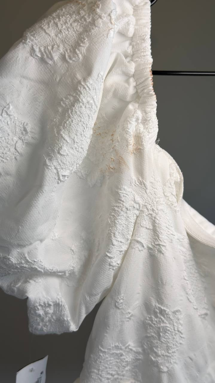 Seni & Cade Off-The-Shoulder Jacquard Fit & Flare Dress Ivory 1X NWT $89