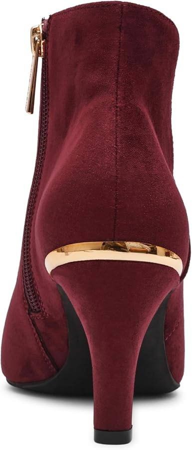 Anne Klein Annabelle Notch Ankle Dress Booties Burgundy 9M Heeled Booties NWB