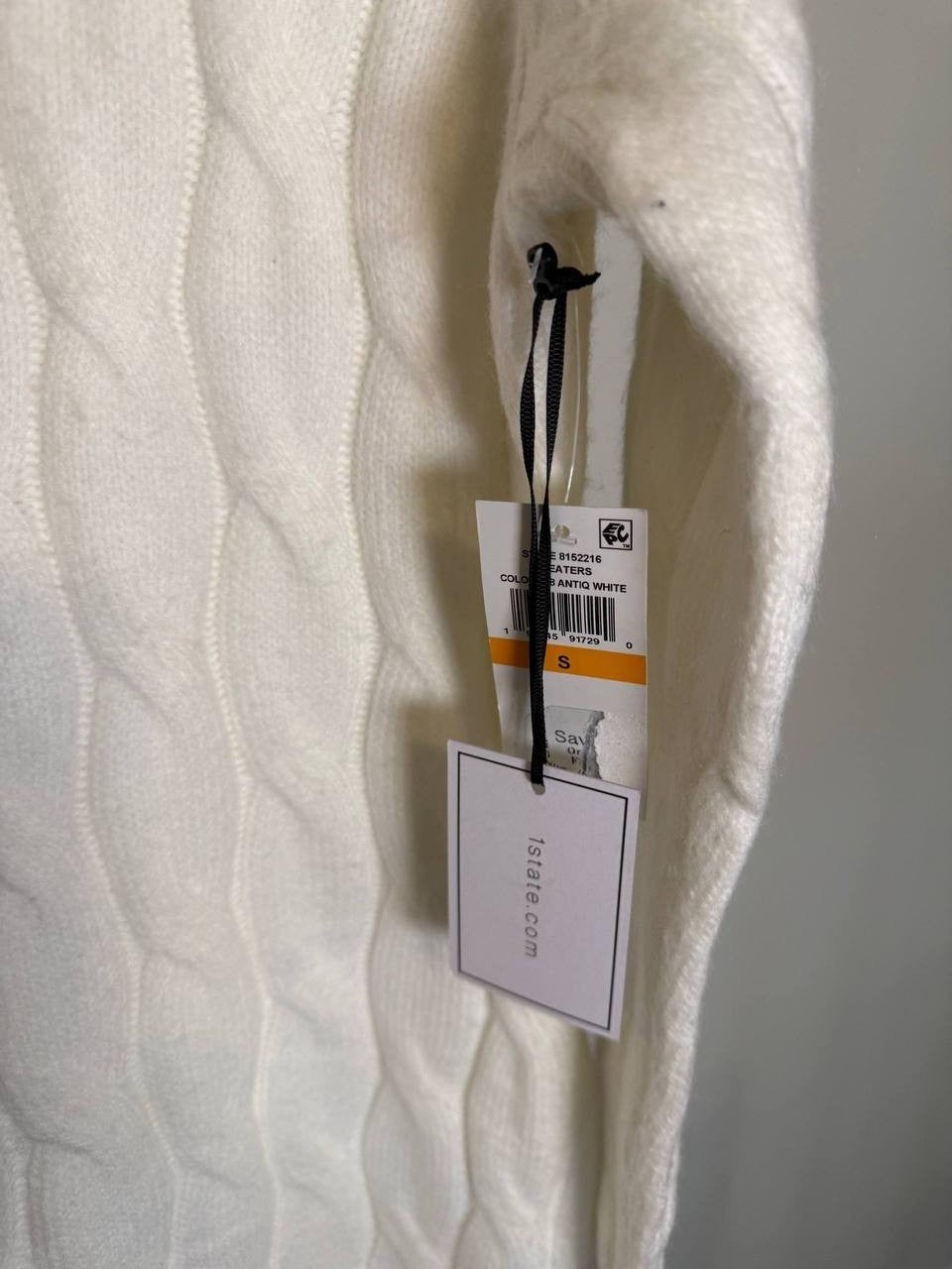 1.STATE Cable Knit Sweater Dress –White– Size S – NWT