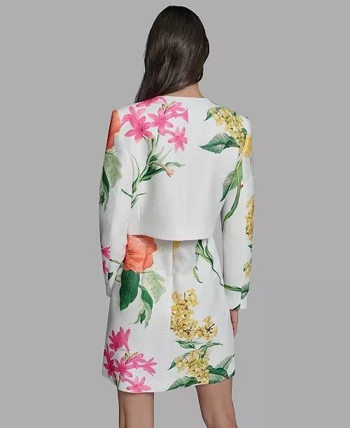 Karl Lagerfeld Paris Spring Tweed Bolero Jacket White/Camellia 10 NWOT $179