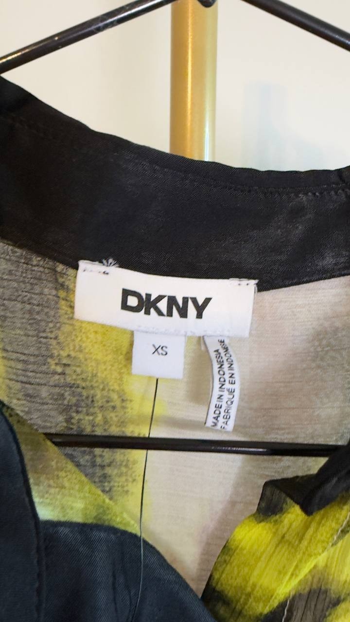 DKNY Crinkled Chiffon Abstract‑Print Blouse XS NWT $89