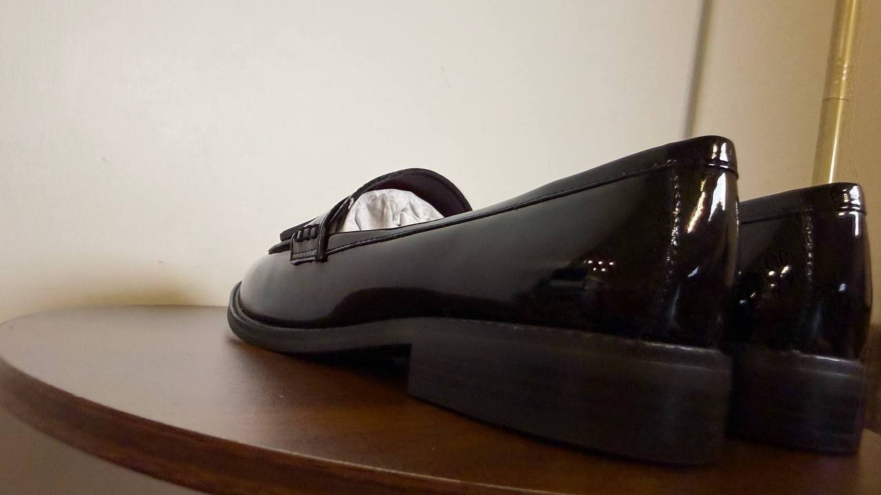 Franco Sarto Black Faux Leather Tassel Loafers 8M New in Box MSRP $115