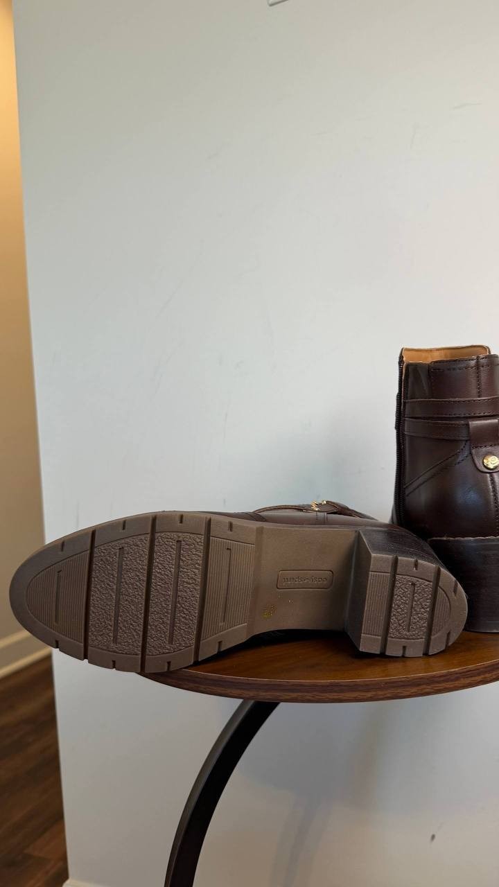 Easy Spirit Carter Ankle Booties Dark Brown 10W Leather Block Heel $159 NWB