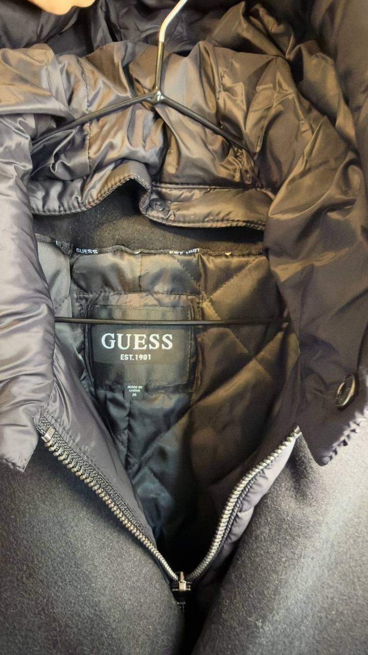 GUESS Men’s Peacoat Removable Nylon Hood Jet Black M NWT $350
