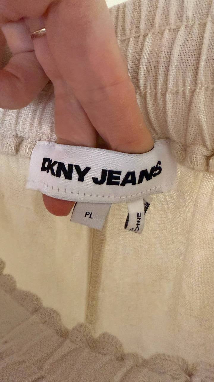 DKNY Jeans Linen Cargo Pants White PL NWT MSRP $89