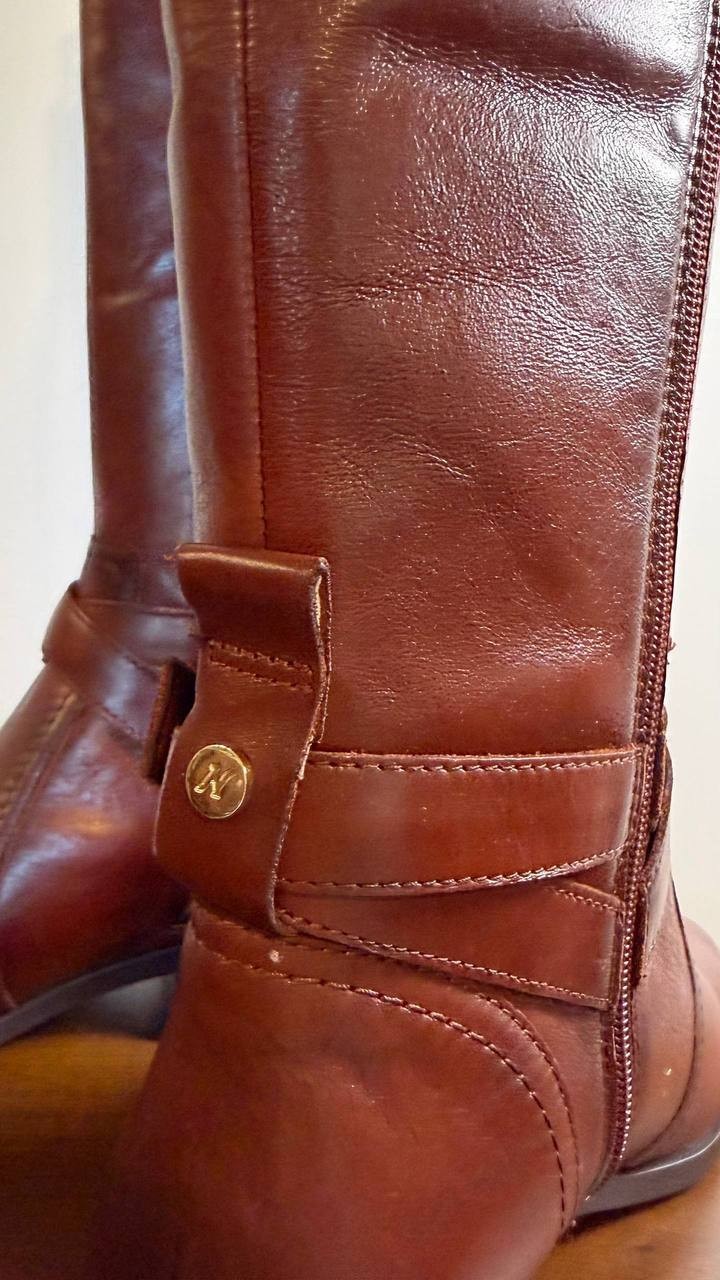 Naturalizer Rena 2 Boots7W Deep Saddle Leather Wide Calf Riding NIB msrp$325