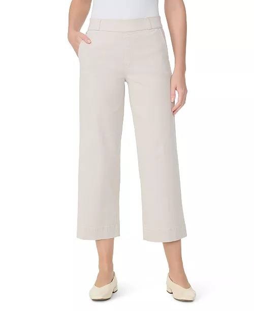 Gloria Vanderbilt Shape‑Effect Wide‑Leg Cropped Pull‑On Jeans Warm Grey 14 NWT