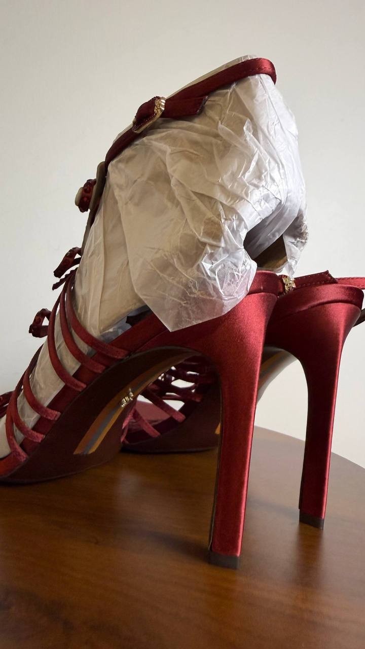 Sam Edelman Iman Sandals 11M Burgundy Strappy Lace‑Up Stiletto Heel NIB msrp$155