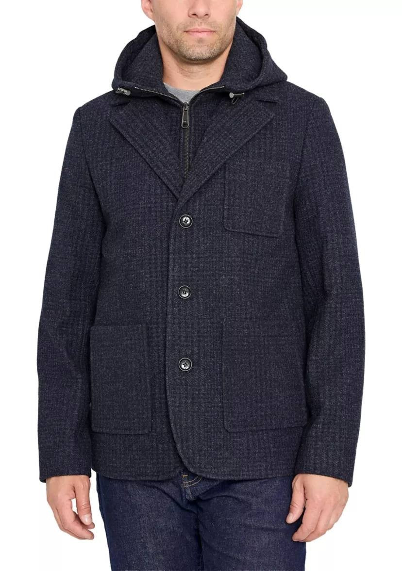 Sam Edelman Wool Blazer Coat with Hood Charcoal XL NWT $220