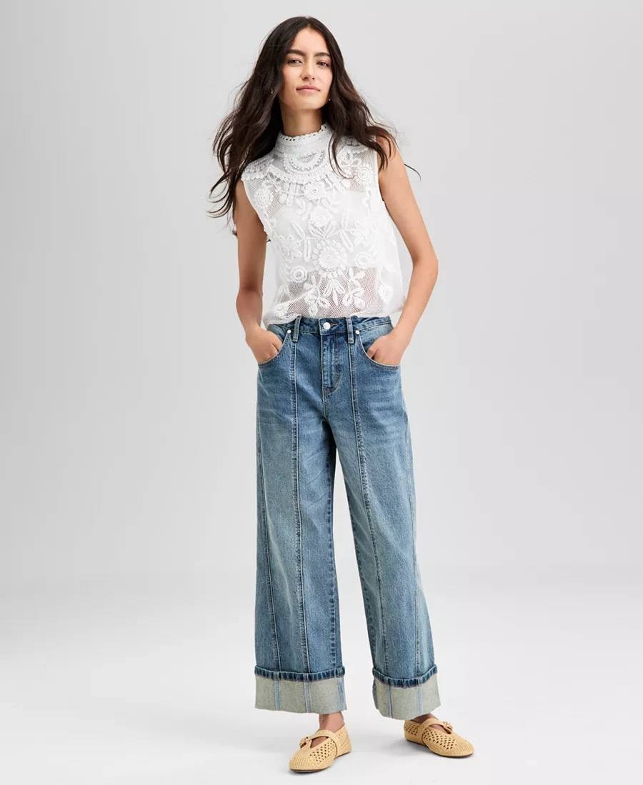 And Now This High‑Rise Seamed Cuffed Jeans Blue Size31P NWT Petite msrp$59.50