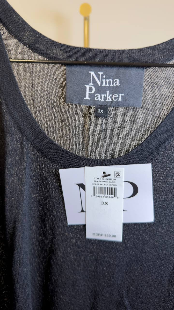 Nina Parker Ribbed Sweater Tank Top Black Beauty 3X NWT $39