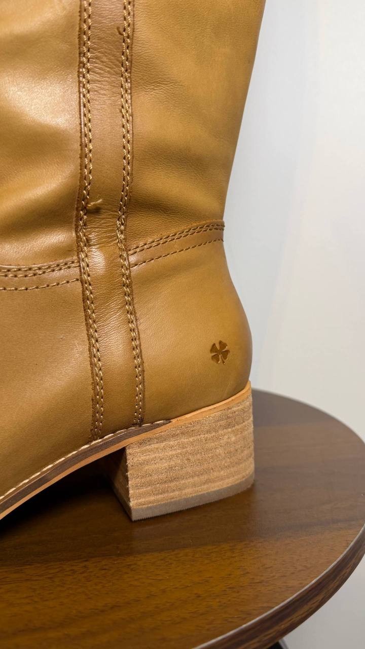 Lucky Brand Hybiscus Boots 10M Cream Leather Knee‑High Riding NIB msrp$229