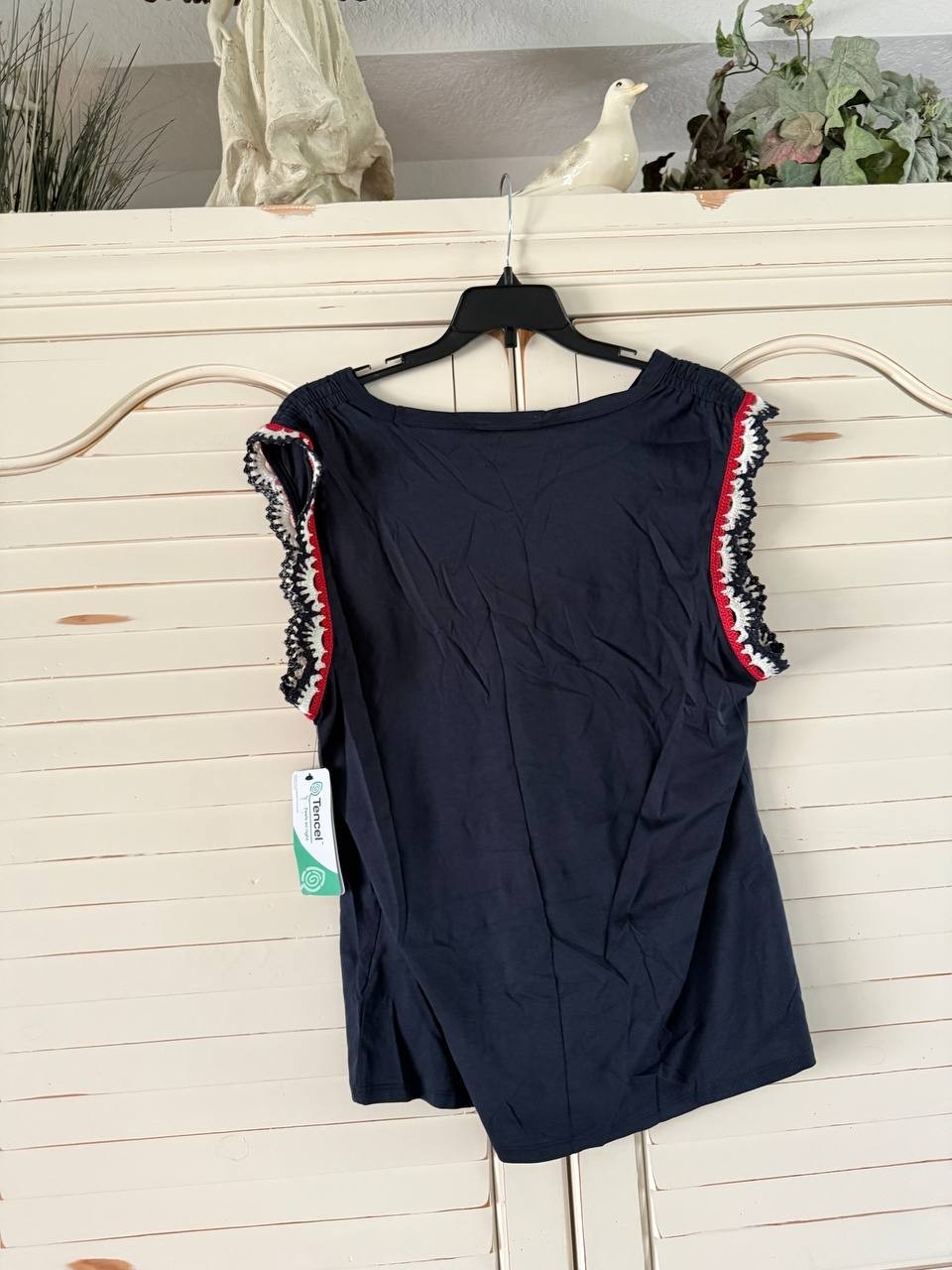 Nautica Sleeveless V-Neck Top – Size L – NWT – Navy Cotton Modal Blend Classic