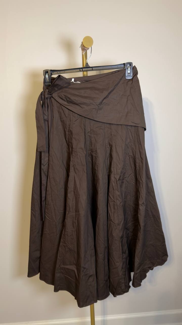 Mango Falda Milos Faux Wrap Cotton Skirt Brown 4 NWT $50