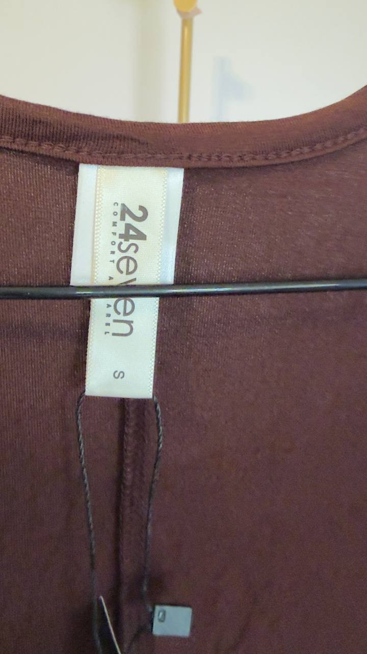 24Seven Comfort Apparel Elbow Sleeve Open Front Cascading Jacket Brown S NWT $37