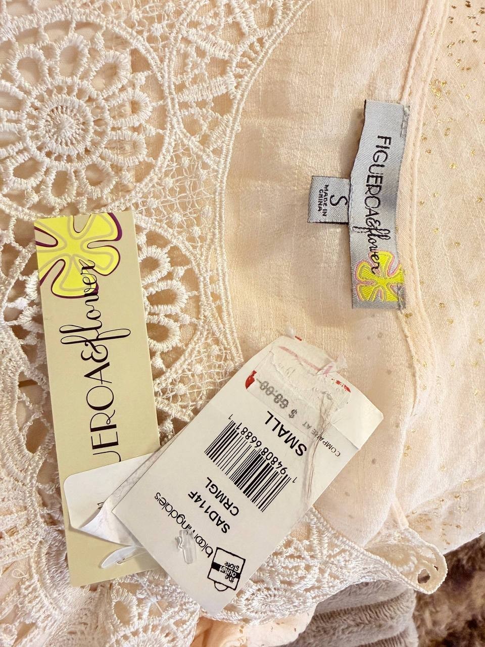 Figueroa & Flower Ivory Embroidered Balloon‑Sleeve Blouse – Size S – NWT – $68