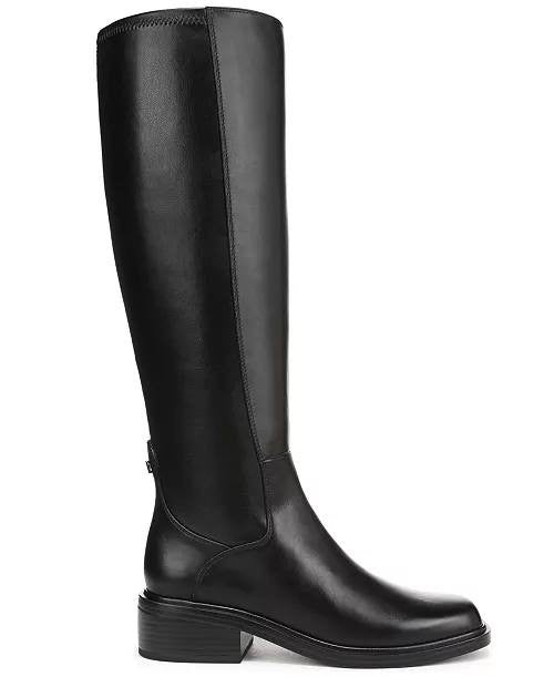 Franco Sarto Gisella Leather Square Toe Knee High Boots Black 8M Wide Calf NWT
