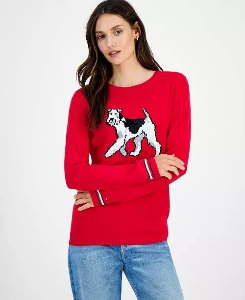 Tommy Hilfiger Cotton Terrier Crewneck Sweater Red XS NWT $69.50