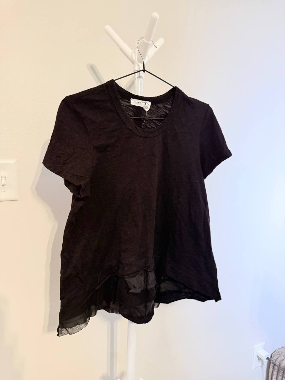 Wilt Boxy Mixed Media Hem Tee – Black – XS – NWT – $117
