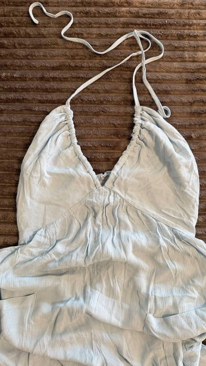 Cupshe Light Cornflower Halter Jumpsuit Size M NWT Soft Blue Casual Summer