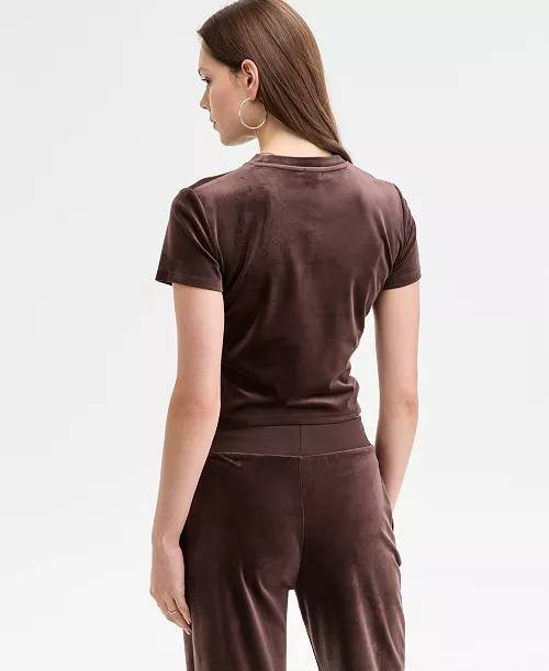 GUESS Couture Velour Short‑Sleeve T‑Shirt – Size L – NWOT – $44