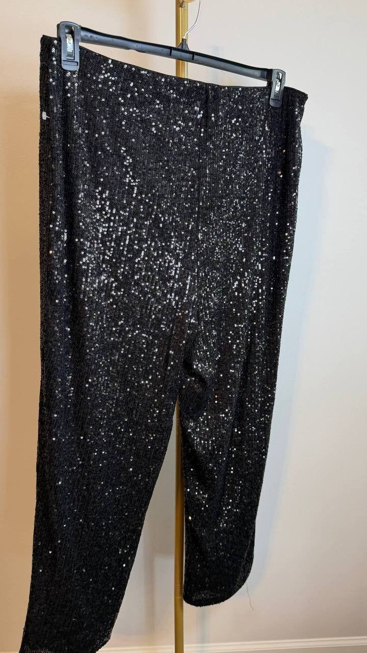 Vince Camuto Sequined Flared Pants Black Size 1X NWOT $89