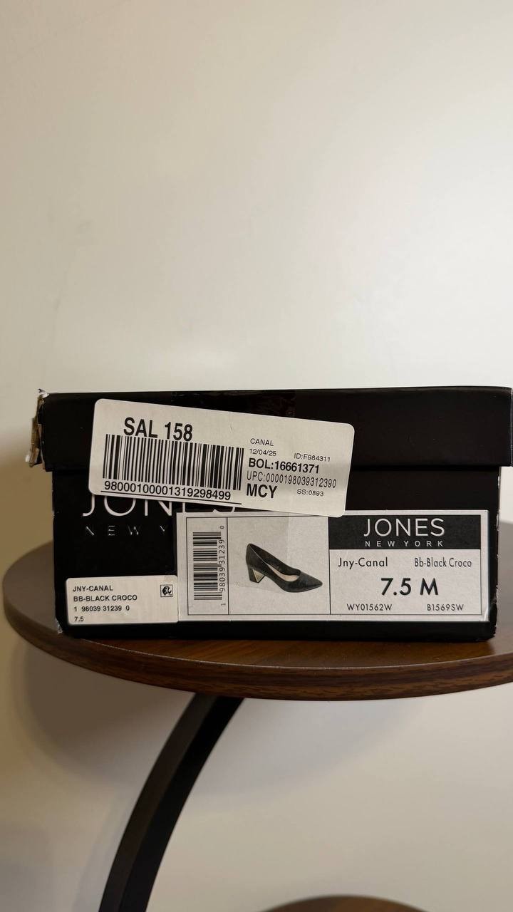 Jones New York Block Heel Pumps 7.5M Black Croco Faux Leather MSRP $69.90
