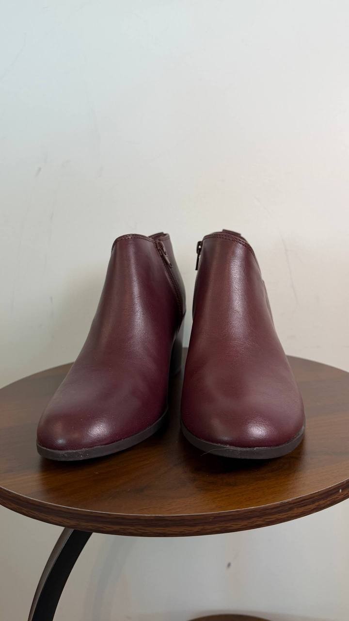 Style & Co Felaa Women’s Asymmetrical Booties Port Wine 8.5M Man‑Made $79.90 NWB