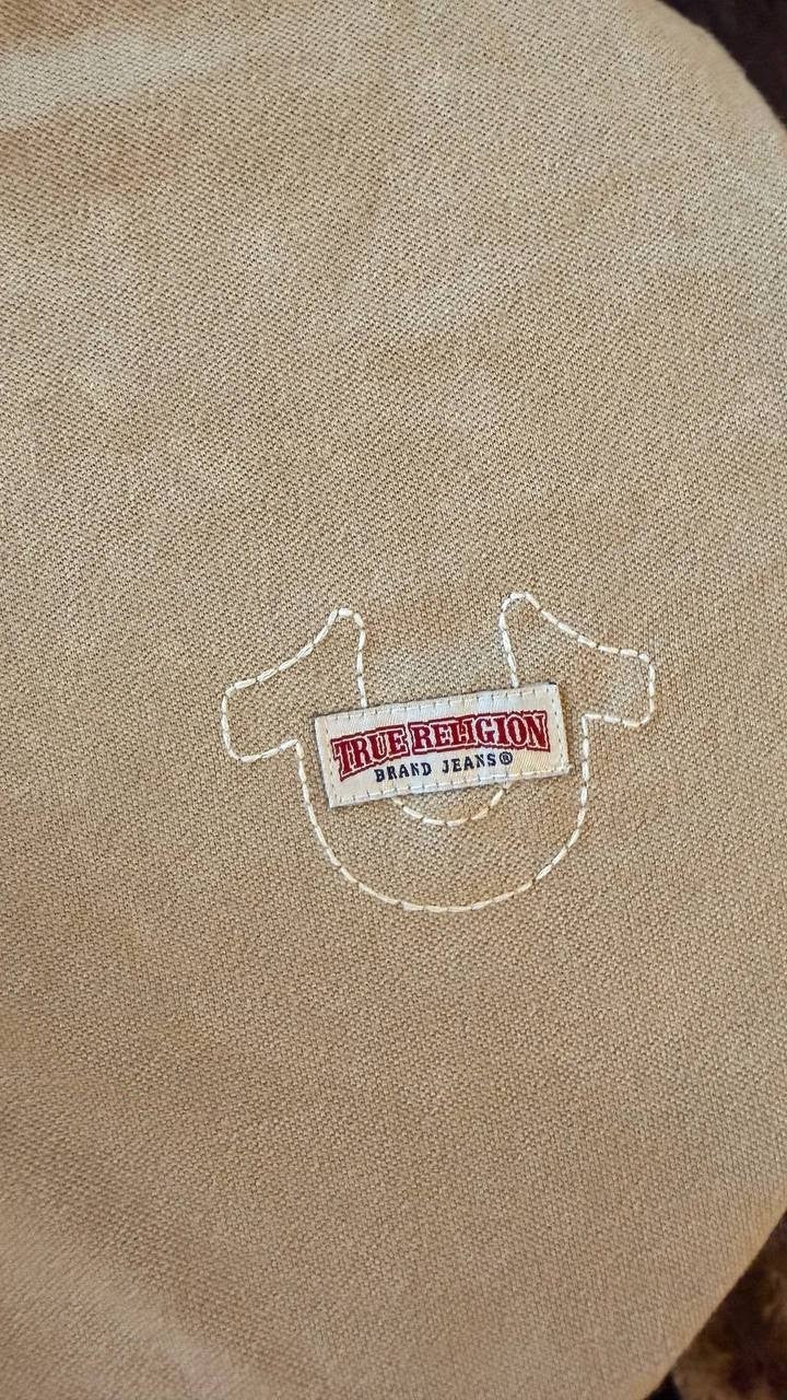 True Religion Men’s Mineral Patch Henley Tee Scuffed Beige L/G $79 NWT