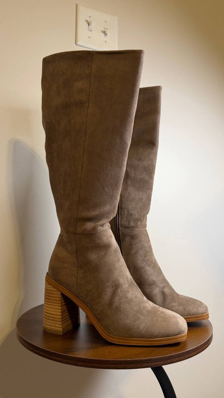 Franco Sarto Niva Boots 10M Brown Suede Tall Round Toe Zip New In Box msrp$270