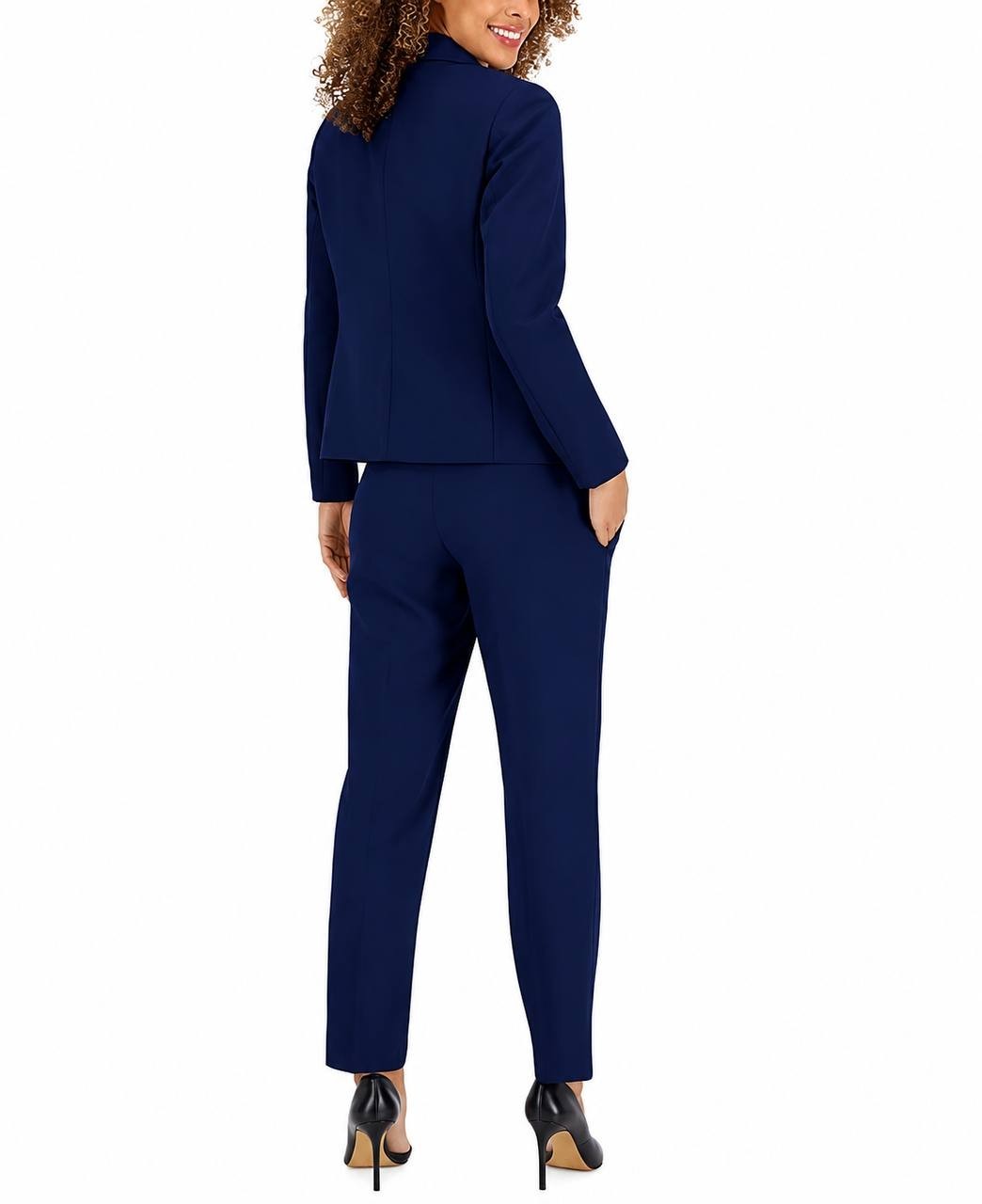 Le Suit Crepe One‑Button 2‑Piece Pantsuit Indigo 10 NWOT $149