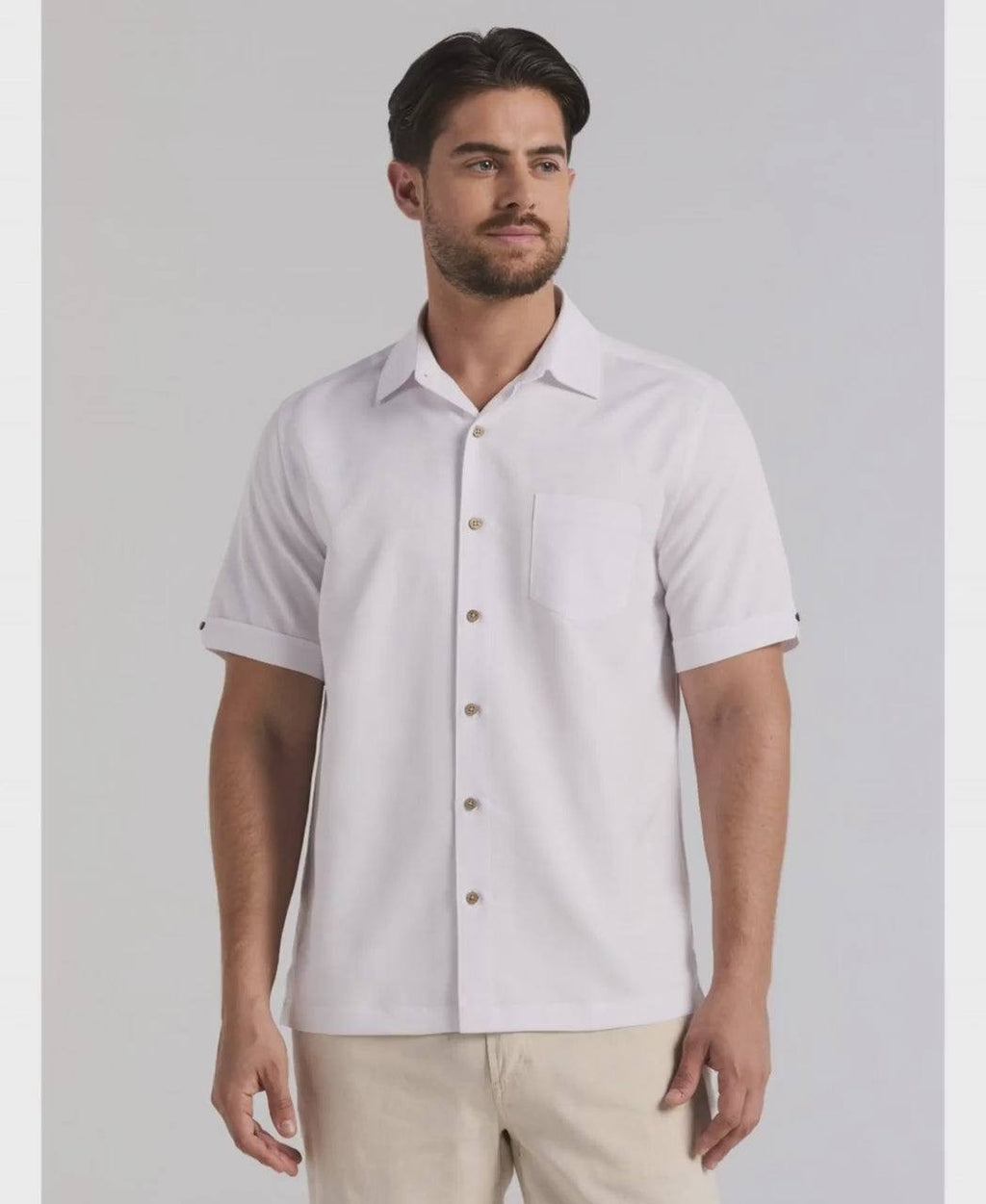 Cubavera Men’s Palm Print Jacquard Shirt White XXL $80 NWT Damaged