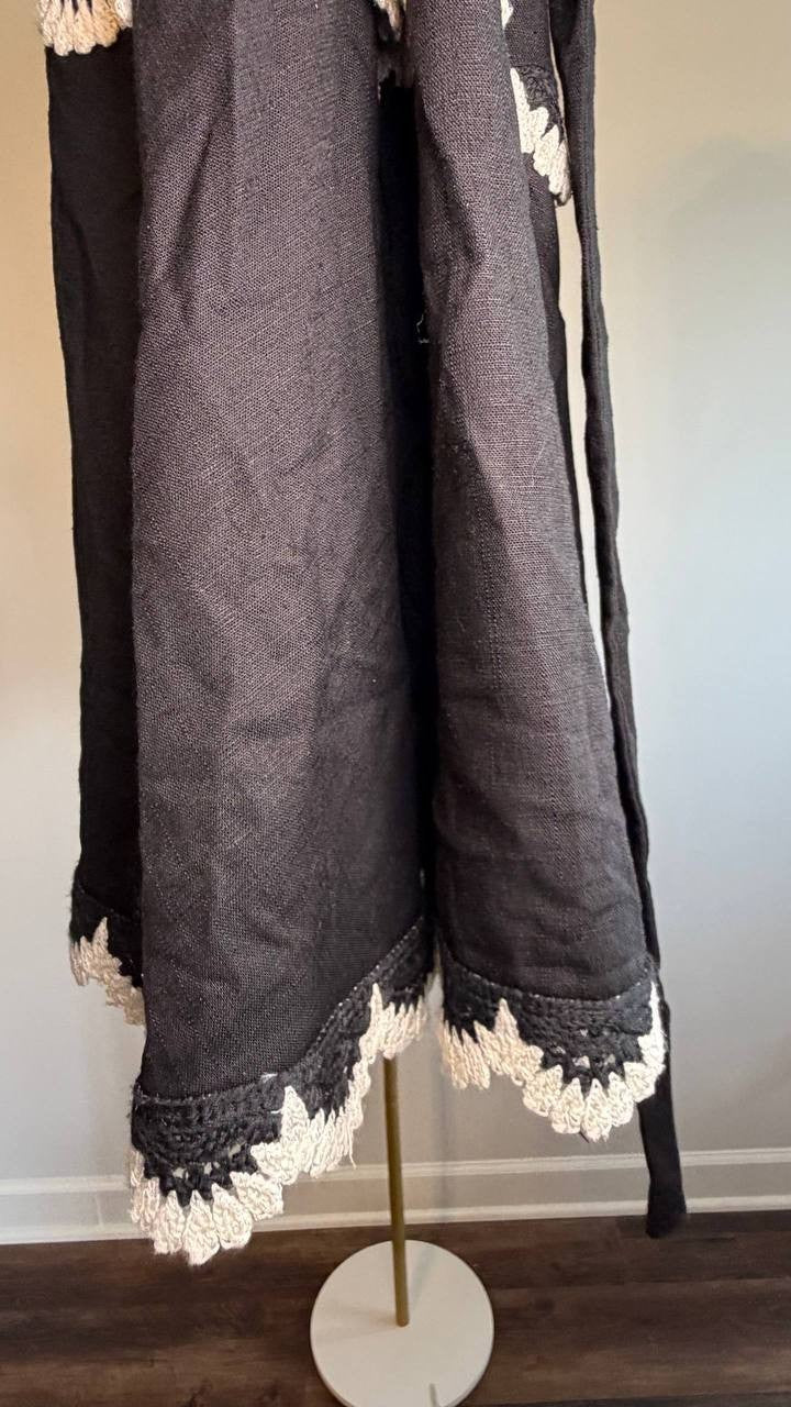 Eliza J Beaded‑Strap Contrast‑Trim Halter Midi Dress Black 16 NWT $168