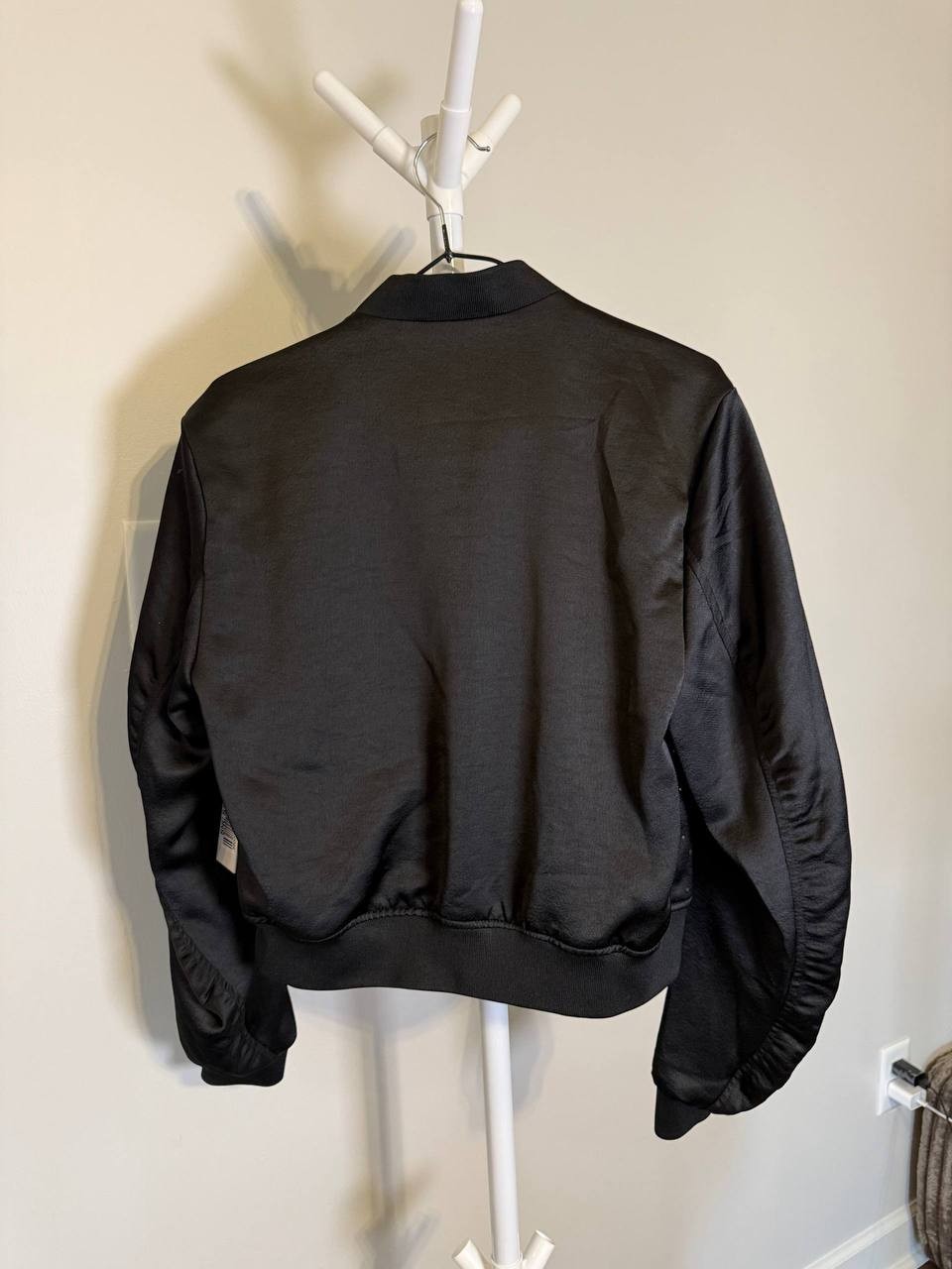 DKNY Studded Snap‑Front Bomber Jacket – Size S – Black – NWT