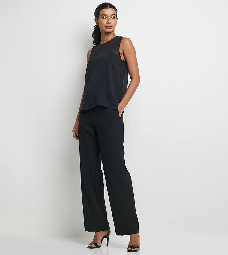 Calvin Klein Sheer Sleeveless Top Black L NWT $69