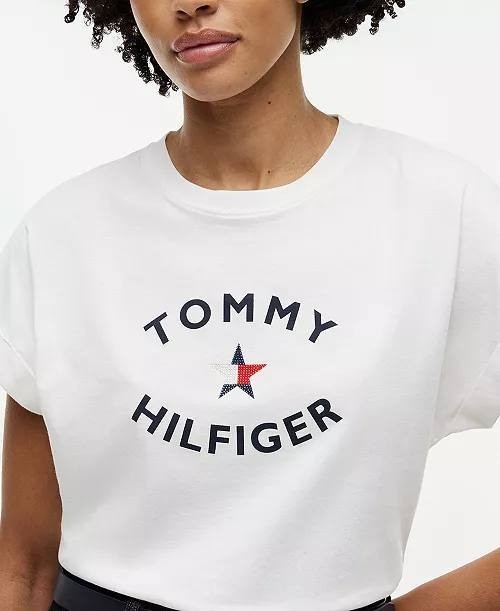 Tommy Hilfiger Women’s Short‑Sleeve T‑Shirt White SP NWT $84