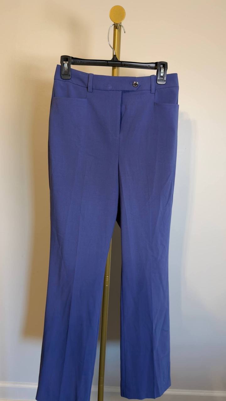 Calvin Klein High‑Rise Straight‑Leg Pants Blue 4 NWT $99