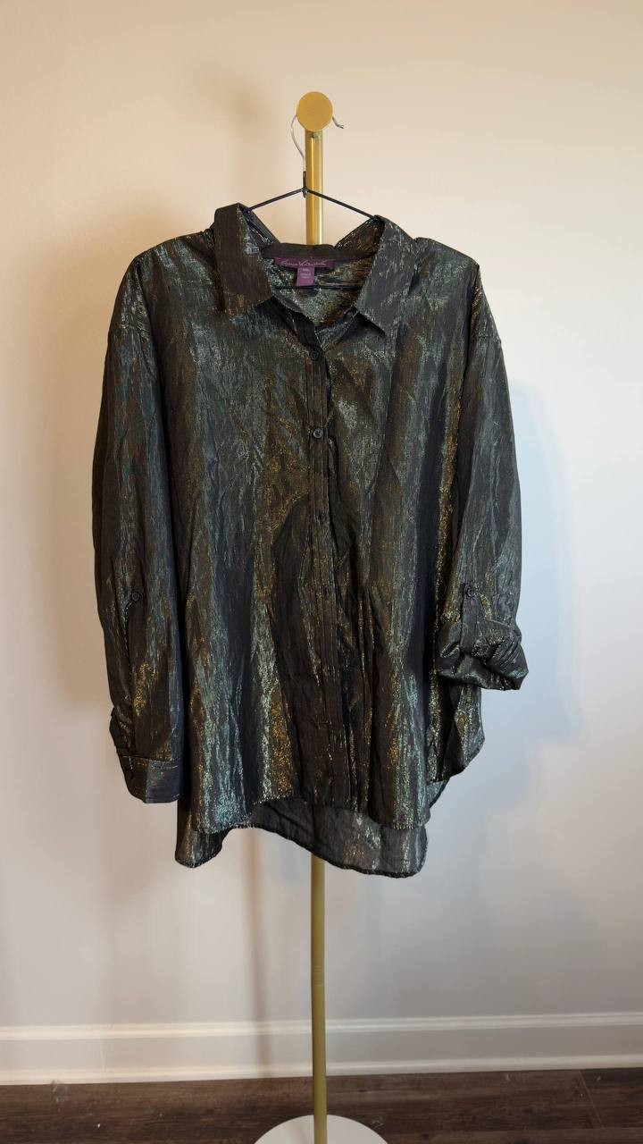 Gloria Vanderbilt Plus Size Amanda Shirt Black XXL NWT $48
