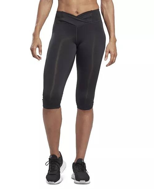 Reebok Women’s Workout Ready Crossover Waist Capri Leggings Black MSRP 35$ NWT