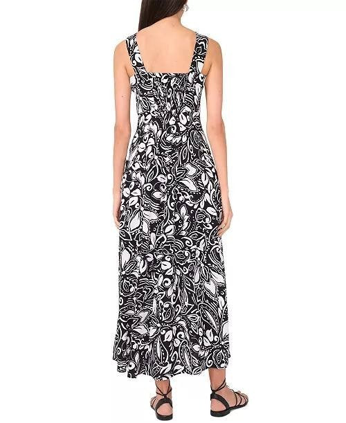 Vince Camuto Square-Neck Maxi Dress M Rich Black Floral NWT $69