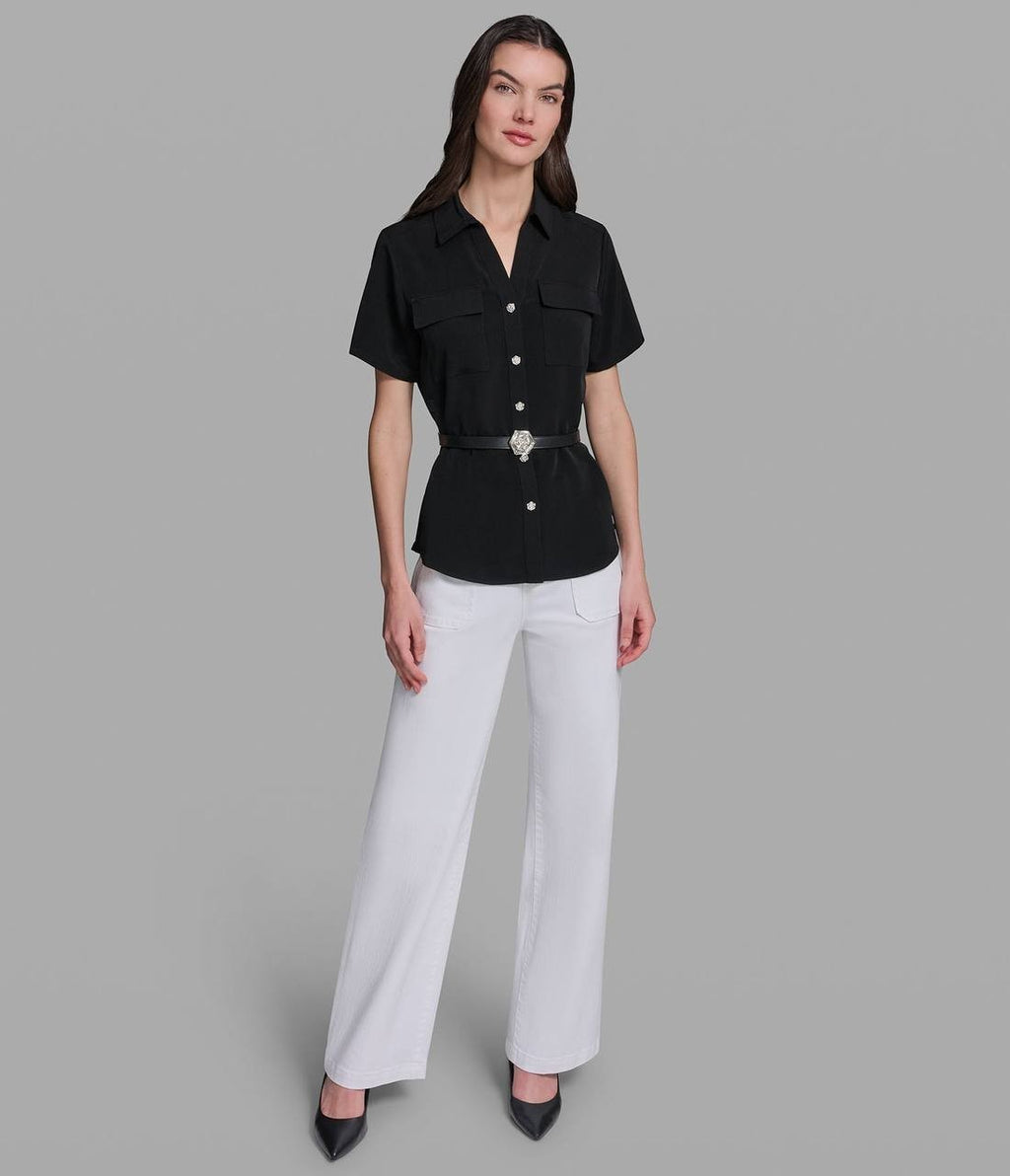 Karl  Lagerfeld  Paris  Women’s   Blouse  Black  L  NWT $109
