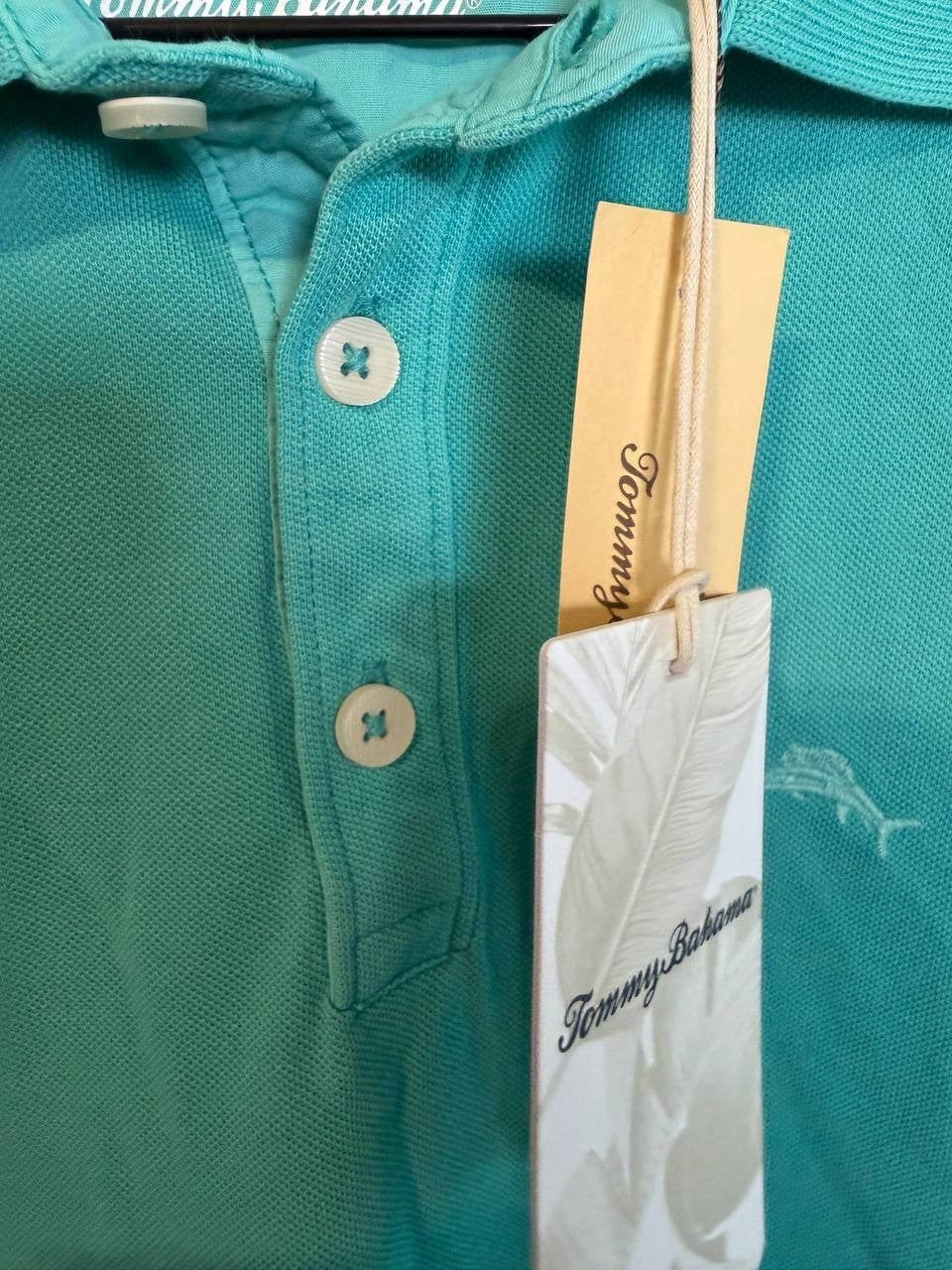 Tommy Bahama Solid Cotton Lookout Polo Shirt Cabo Teal L NWT $90