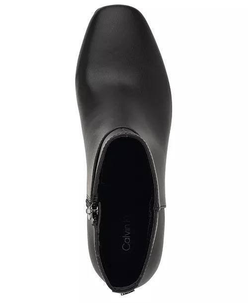 Calvin Klein Women’s Parry Block Heel Ankle Booties Black 8.5M Man‑Made $129 NWB