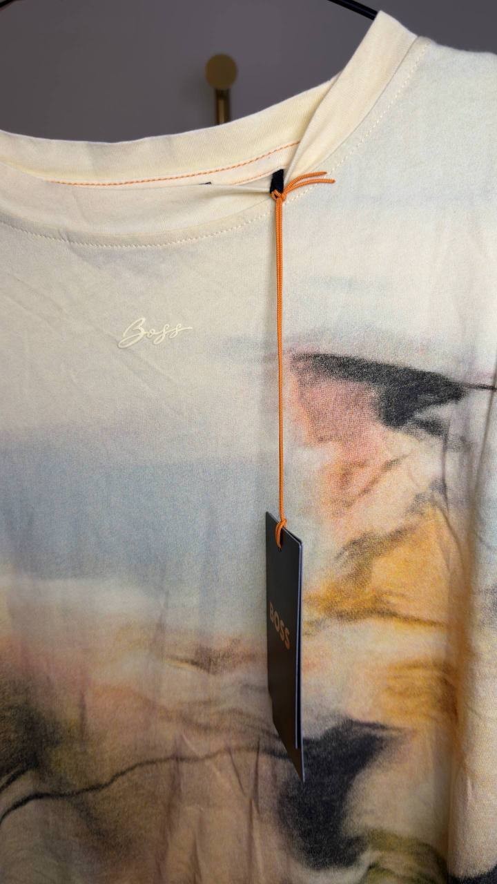 BOSS Print T‑Shirt Pastel Yellow L NWT $79
