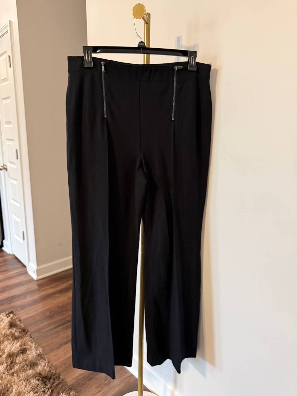 Karl Lagerfeld Paris Double‑Zipper Pants Black XL Pre‑Owned Designer MSRP$89