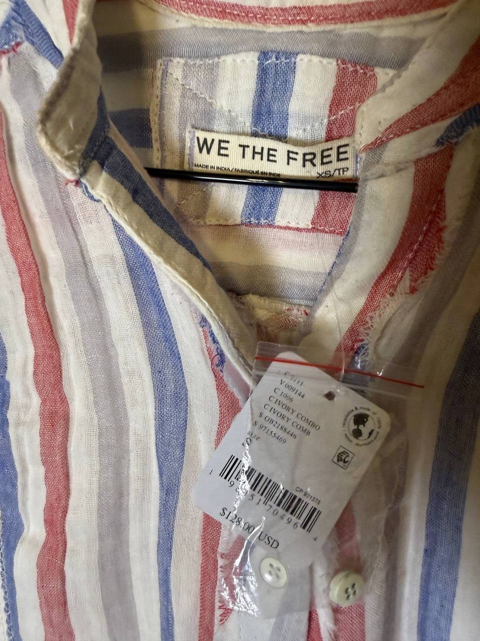 We The Free Valley Stripe Double Cloth Button‑Up Shirt – Ivory – S – NWT – $128
