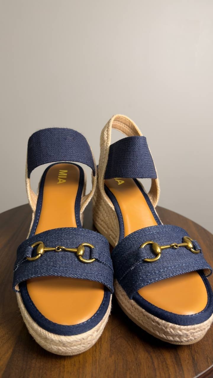 MIA   Shoes  Barossa  Wedge  Sandals  Navy  Denim  9M  New  $70