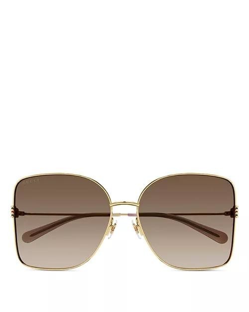 Gucci Women’s 62mm Oversized Square Sunglasses Gold Brown OS NWT $545