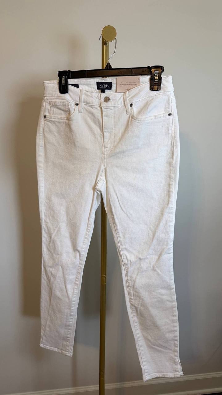 NYDJ Ami Skinny Ankle Jeans White Size 6 NWT Needs Wash $109
