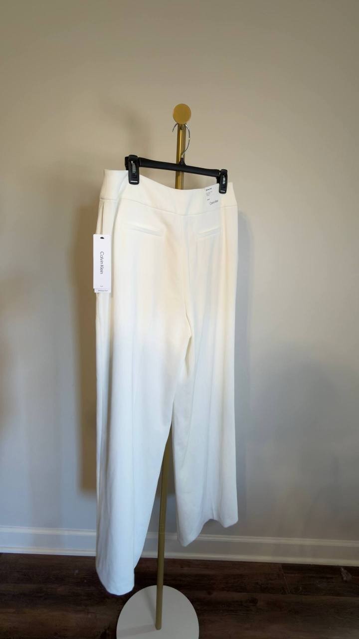 Calvin Klein Wide‑Leg Pants White 10 NWT $139